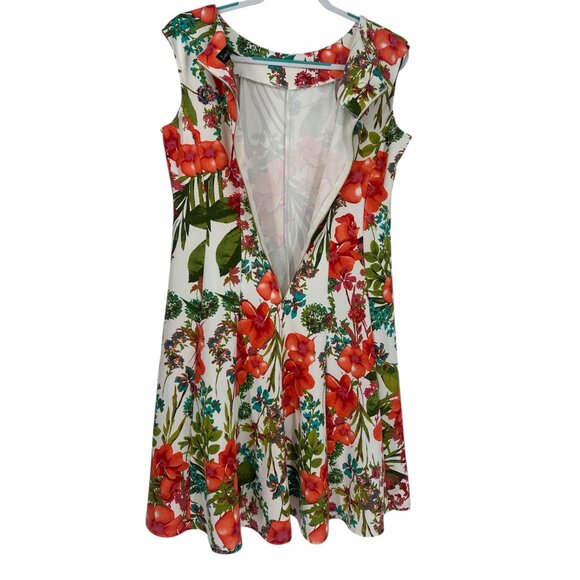 🌺 Zarr Collection Floral Fit & Flare Dress Botanical Print 12 🌺 - Picture 4 of 8